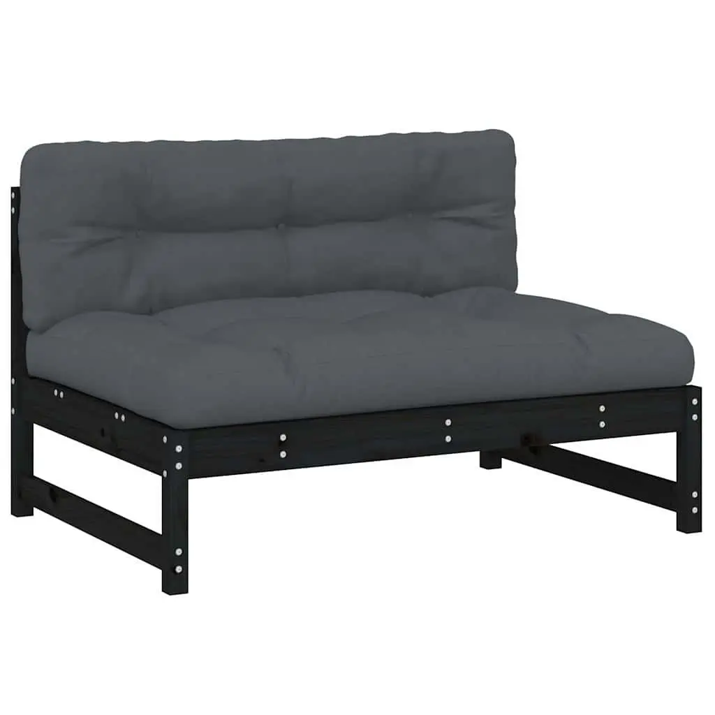 Outdoor Middle Sofa Section Cushioned 120 x 80 cm Black