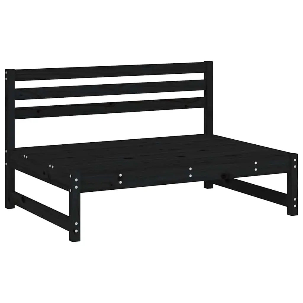 Outdoor Middle Sofa Section Cushioned 120 x 80 cm Black