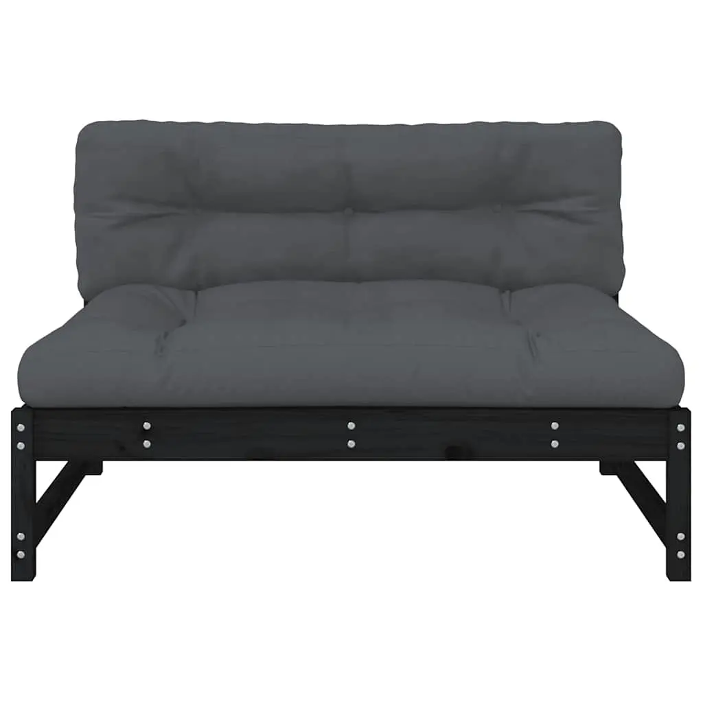 Outdoor Middle Sofa Section Cushioned 120 x 80 cm Black