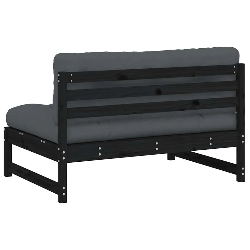 Outdoor Middle Sofa Section Cushioned 120 x 80 cm Black