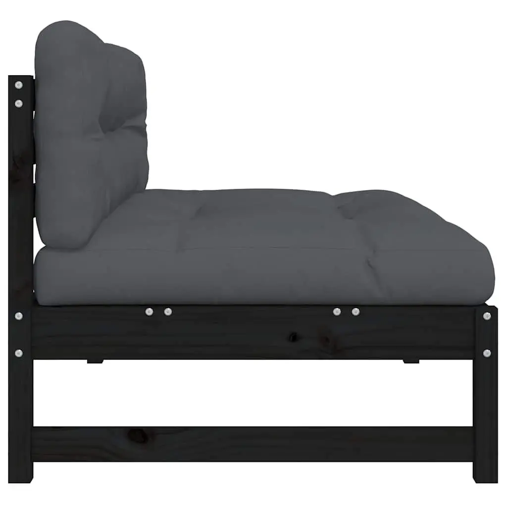 Outdoor Middle Sofa Section Cushioned 120 x 80 cm Black