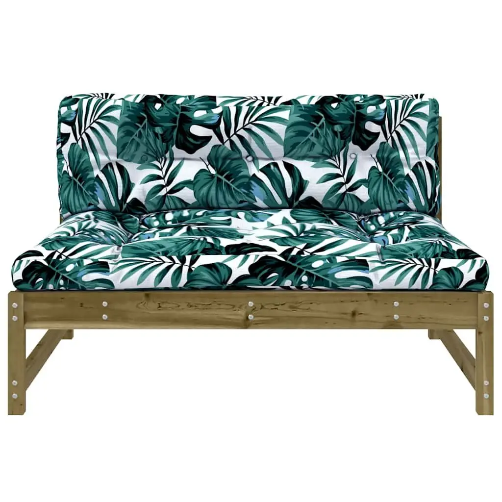 Outdoor Middle Sofa 120x80 cm Impregnated Pine Wood Patio Sectional Seating