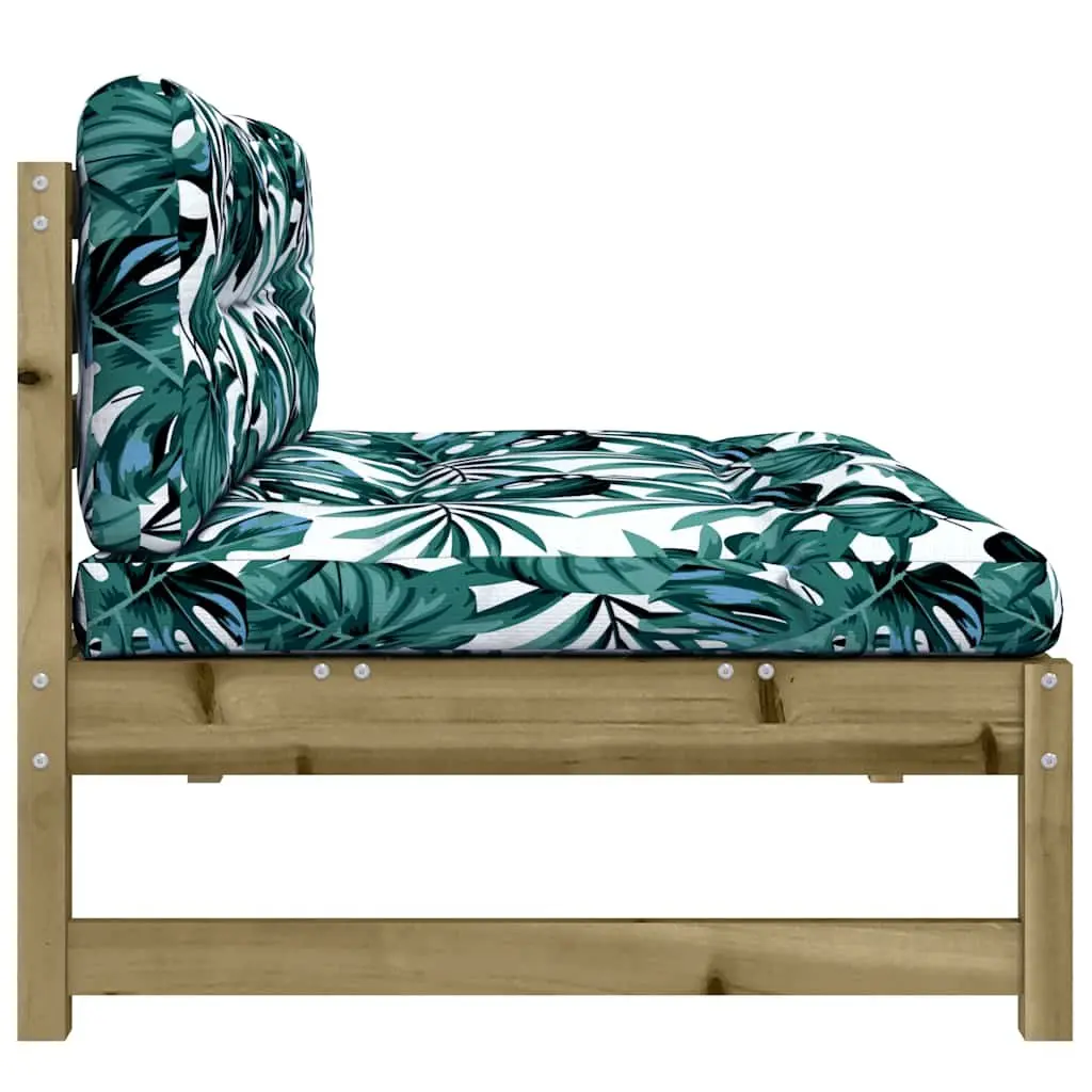 Outdoor Middle Sofa 120x80 cm Impregnated Pine Wood Patio Sectional Seating