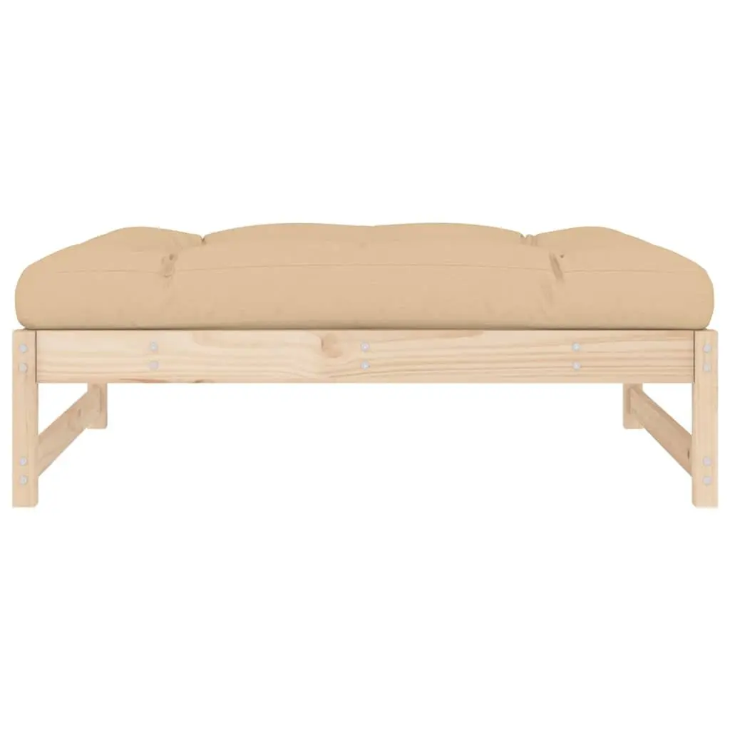 Garden Footstool Outdoor Seating Slatted Wood 120x80cm Brown
