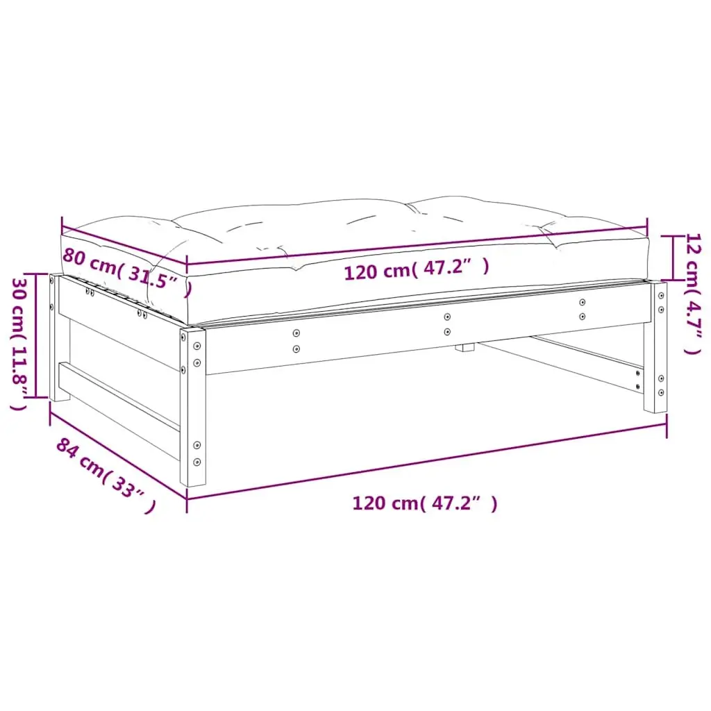Garden Footstool Outdoor Seating Slatted Wood 120x80cm Brown