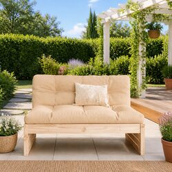 Outdoor Middle Sofa 120x80 cm Solid Pine Wood Sectional Garden Patio Seating
