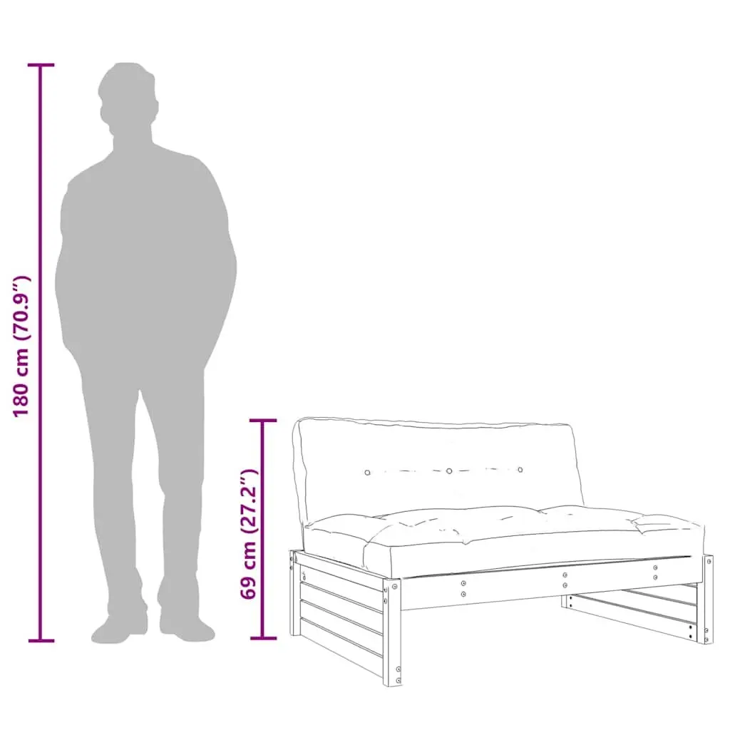 Middle Sofa Outdoor Seating 120x80 cm Solid Wood Brown