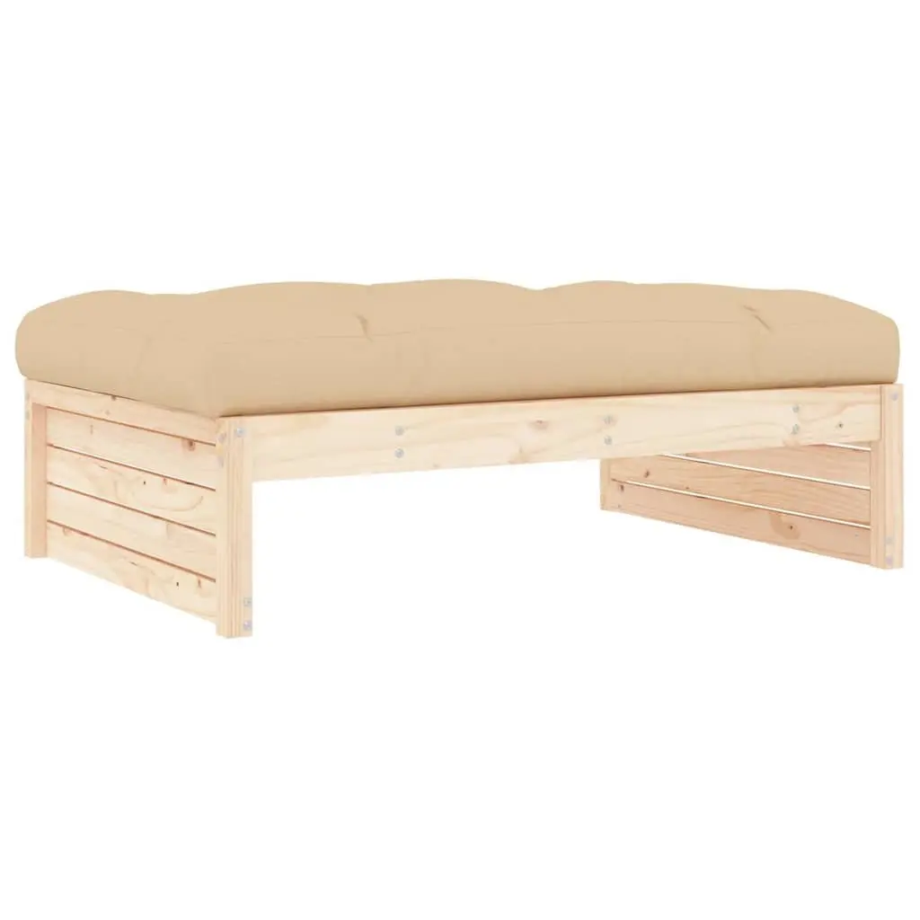 Garden Footstool Outdoor Slatted Design Solid Wood Pine Brown Patio Furniture