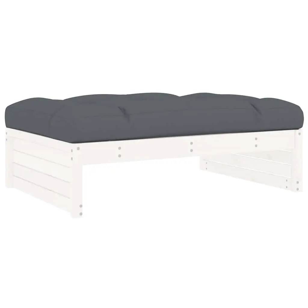Garden Footstool Outdoor Seating 120 x 80 cm White Solid Wood Pine Patio Lounge Ottoman