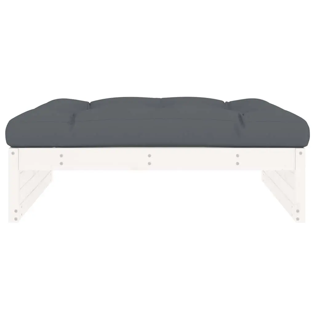 Garden Footstool Outdoor Seating 120 x 80 cm White Solid Wood Pine Patio Lounge Ottoman