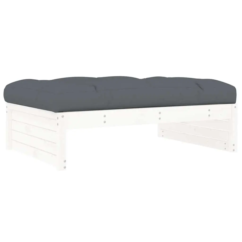 Garden Footstool Outdoor Seating 120 x 80 cm White Solid Wood Pine Patio Lounge Ottoman