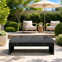 Reliable Black Garden Footstool Ottoman with Cushion