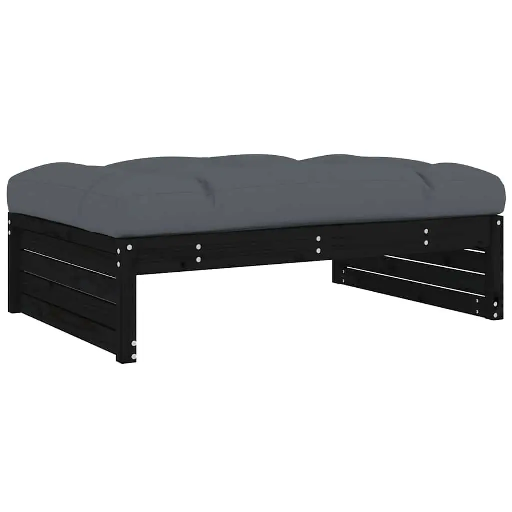Garden Footstool Ottoman Outdoor Relaxation 120x80cm Black Solid Pine Wood