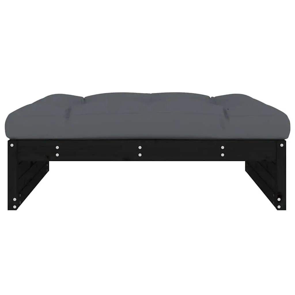 Garden Footstool Ottoman Outdoor Relaxation 120x80cm Black Solid Pine Wood