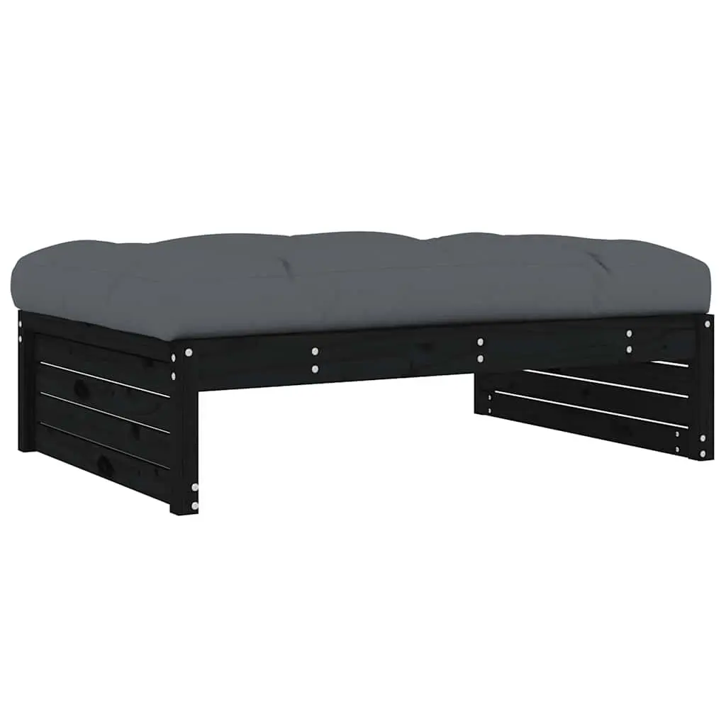 Garden Footstool Ottoman Outdoor Relaxation 120x80cm Black Solid Pine Wood