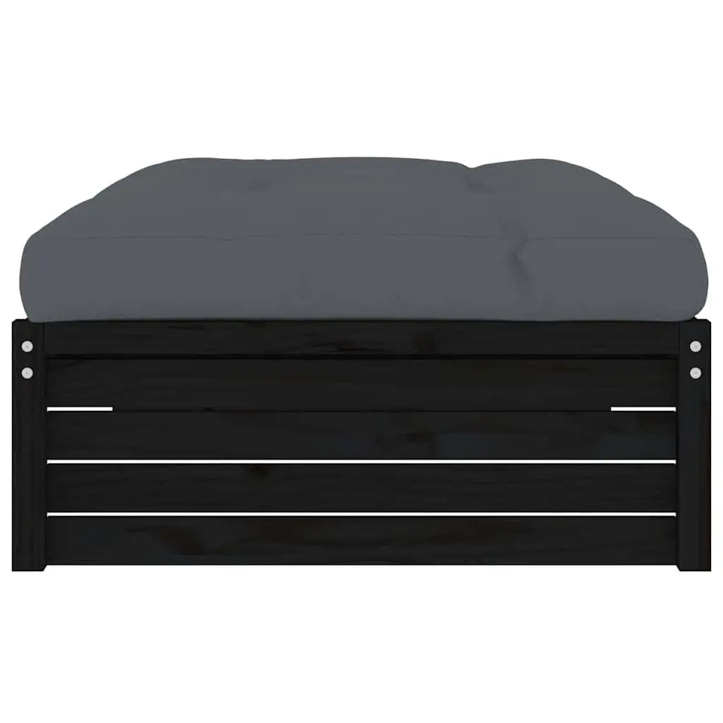Garden Footstool Ottoman Outdoor Relaxation 120x80cm Black Solid Pine Wood