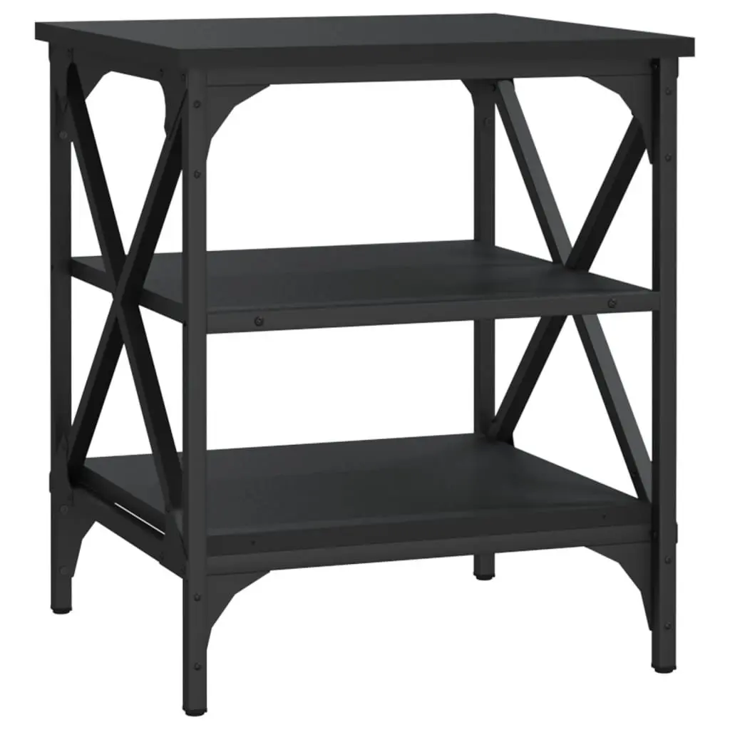 End Table Black Storage Side Table Living Room 40L x 42W x 50H cm Engineered Wood