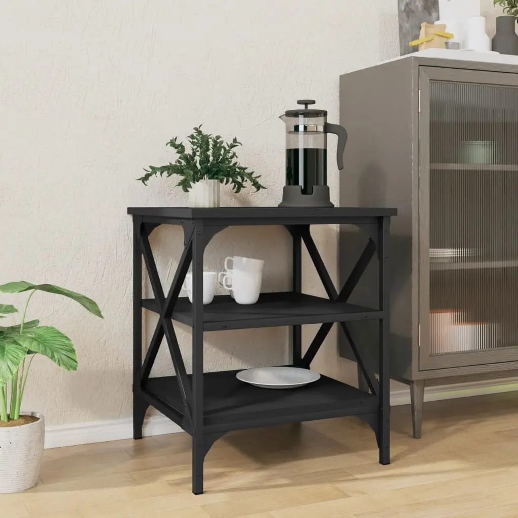 End Table Black Storage Side Table Living Room 40L x 42W x 50H cm Engineered Wood