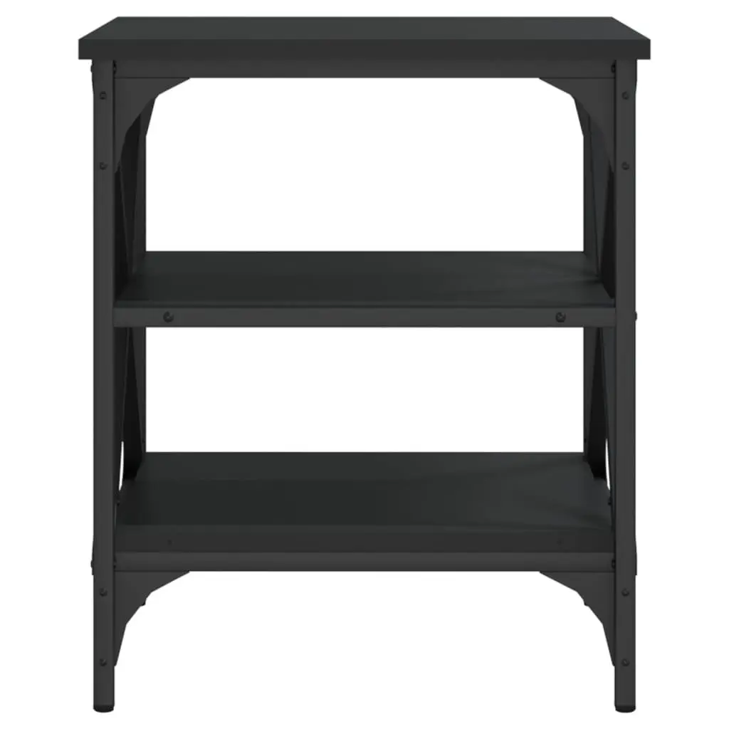 End Table Black Storage Side Table Living Room 40L x 42W x 50H cm Engineered Wood