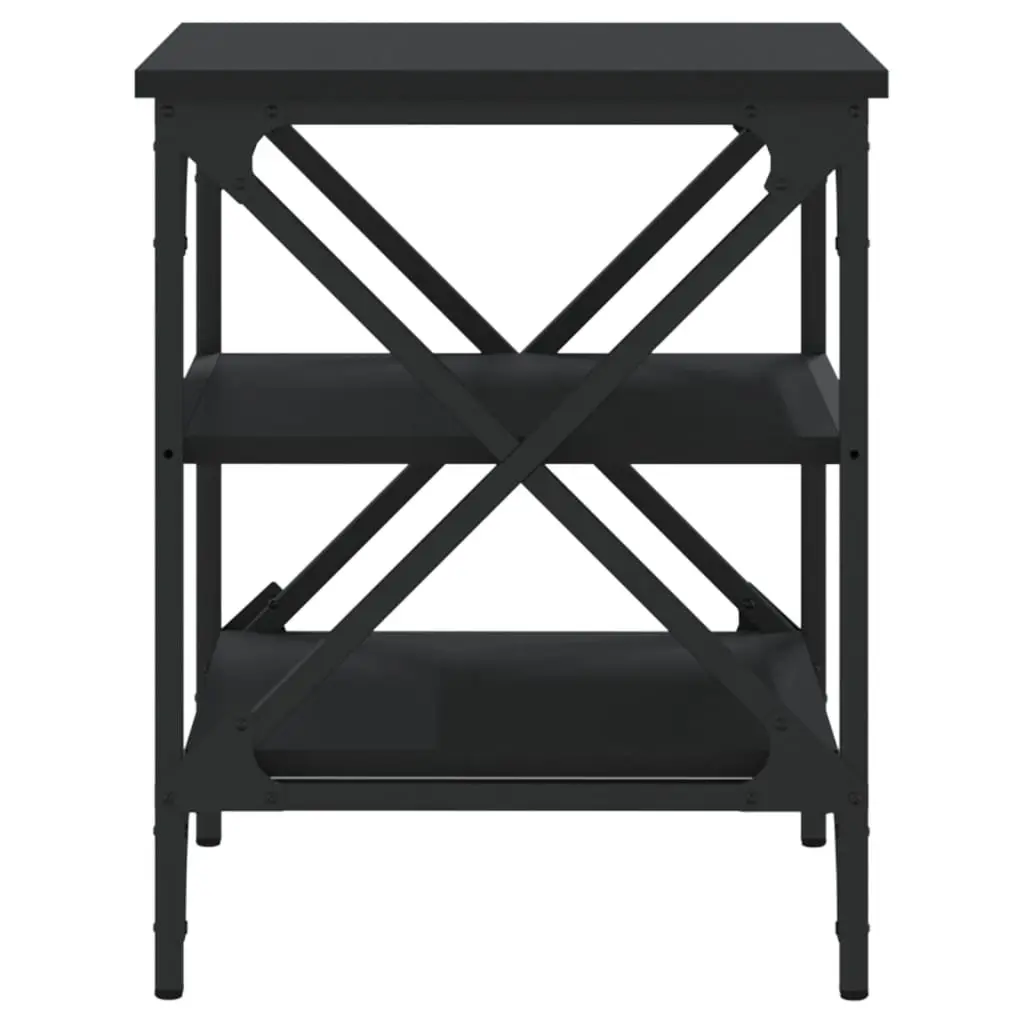 End Table Black Storage Side Table Living Room 40L x 42W x 50H cm Engineered Wood