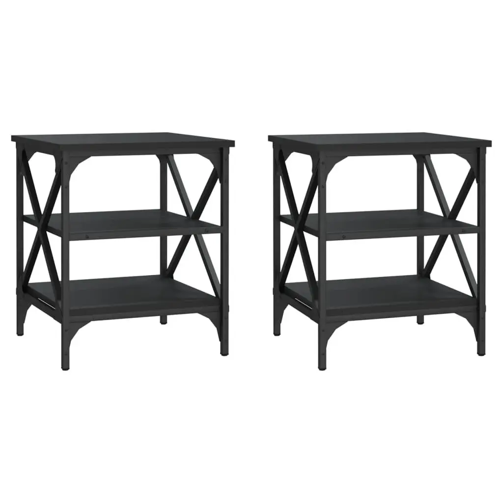 End Tables Storage Industrial Style 40x42x50cm Black 2 pcs