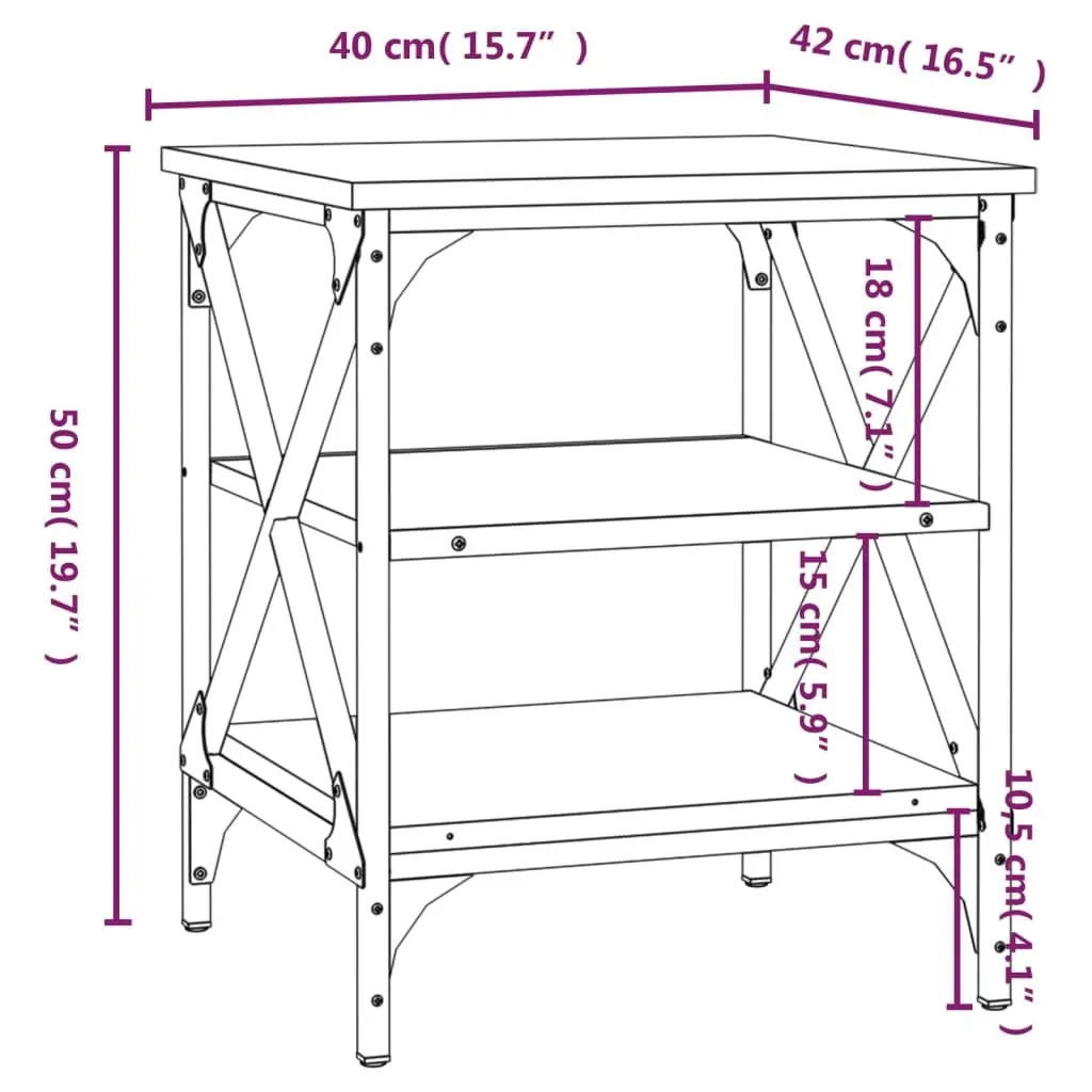 End Tables Storage Industrial Style 40x42x50cm Black 2 pcs
