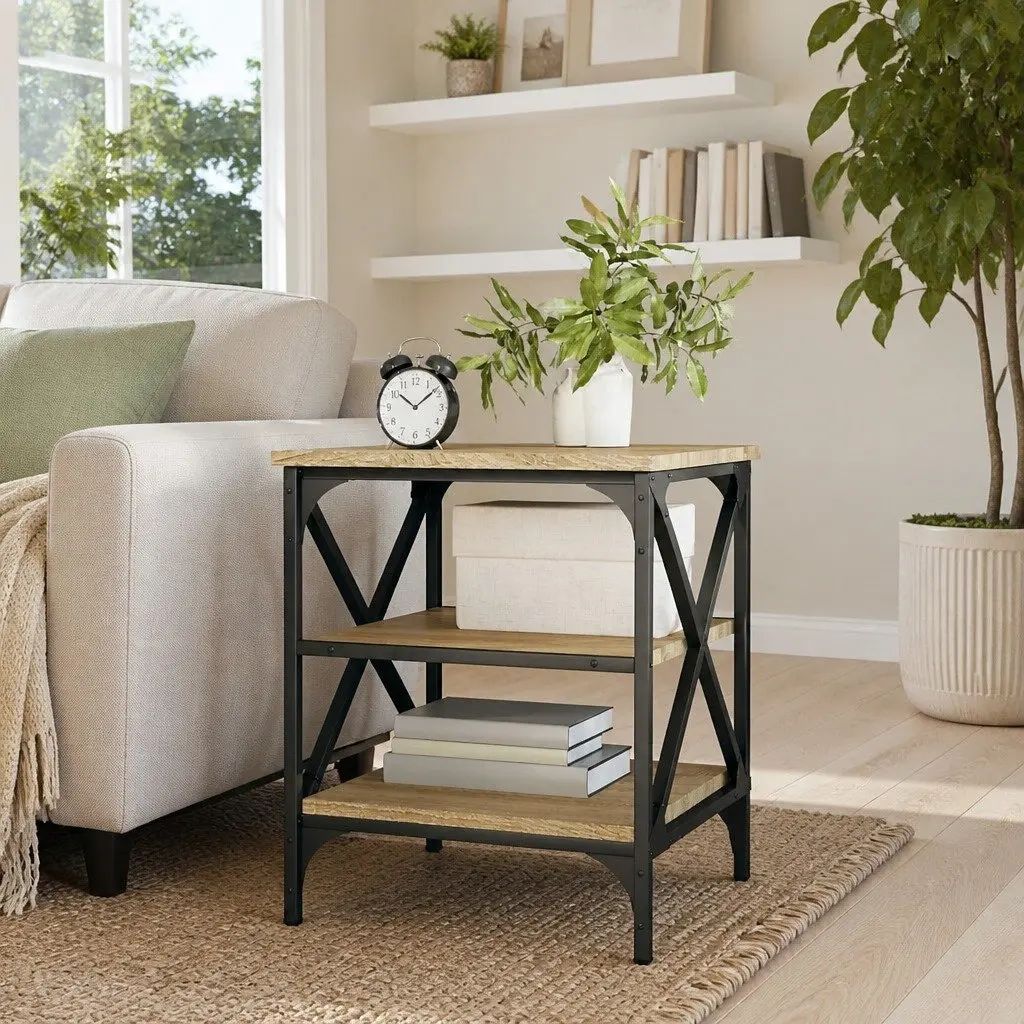 Brown Accent Table with Storage Capabilities