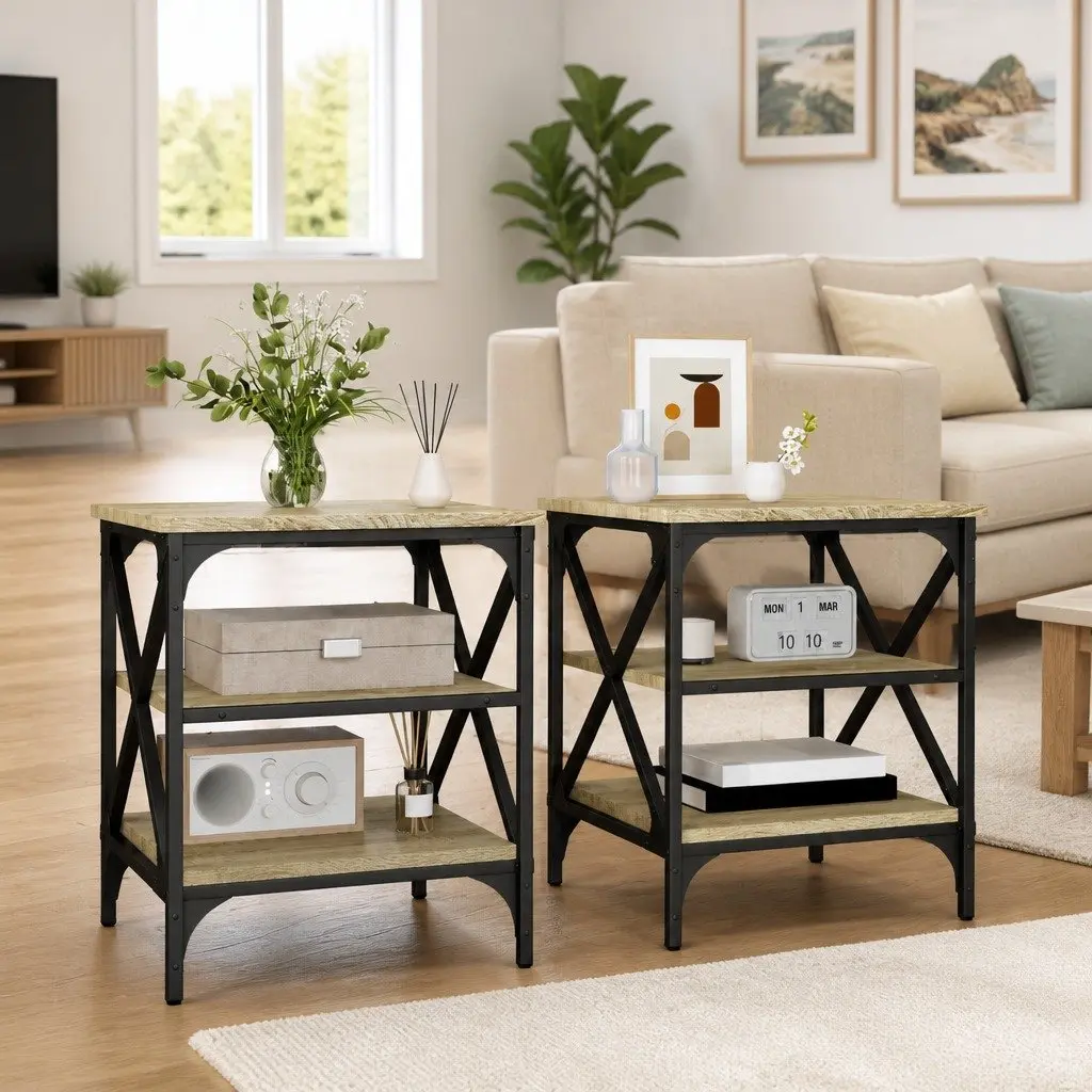 End Tables Set of 2 in Sonoma Oak Finish