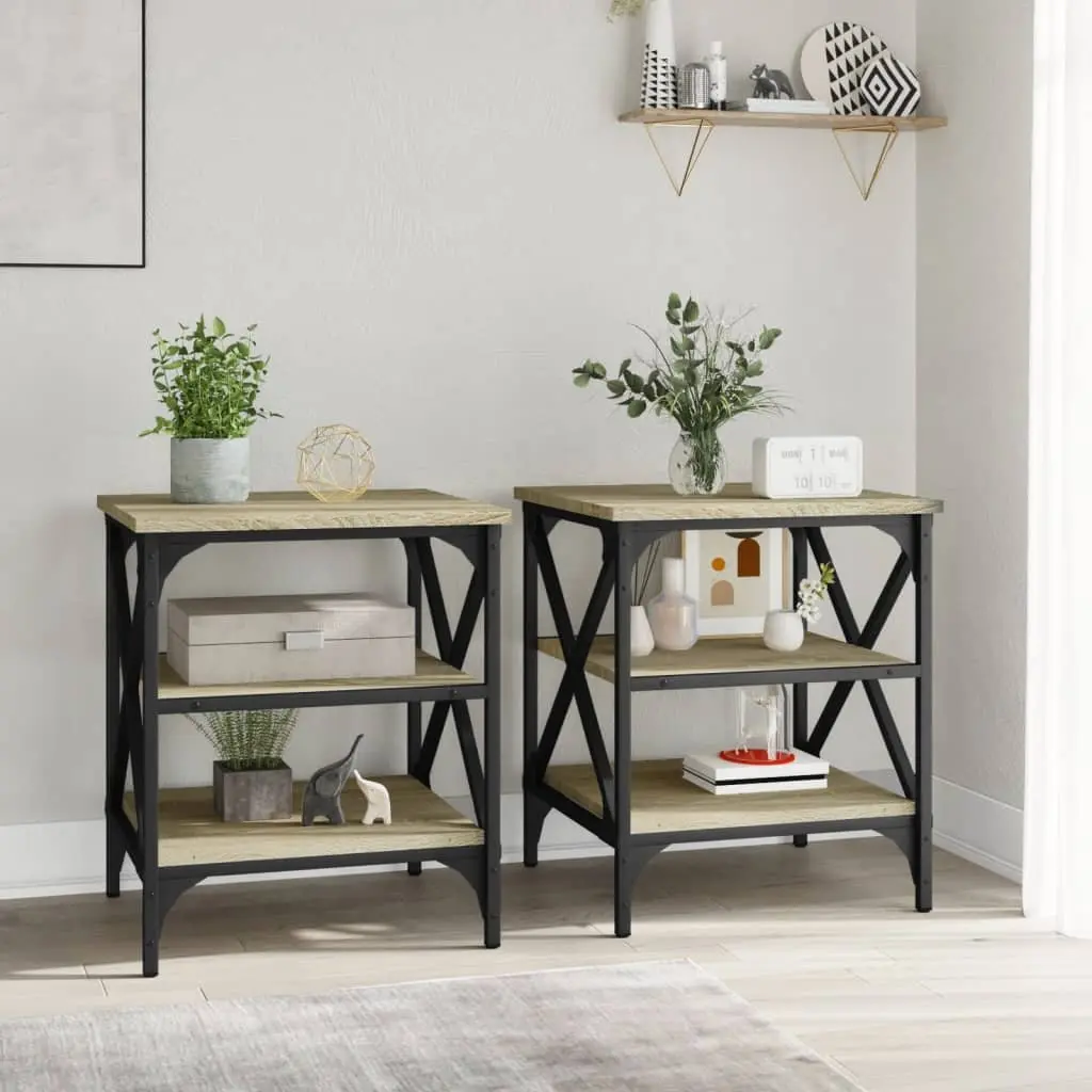 End Tables Set of 2 in Sonoma Oak Finish