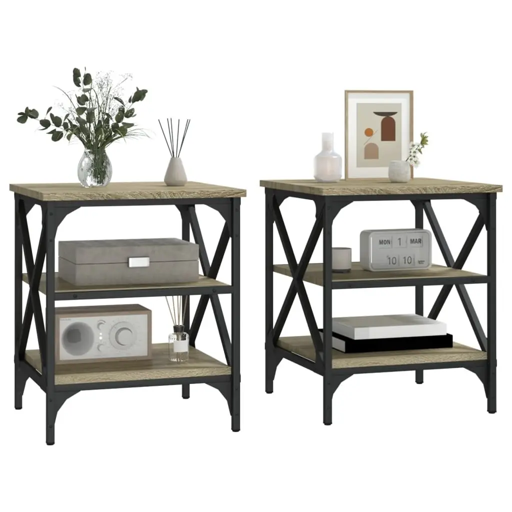 End Tables Set of 2 in Sonoma Oak Finish