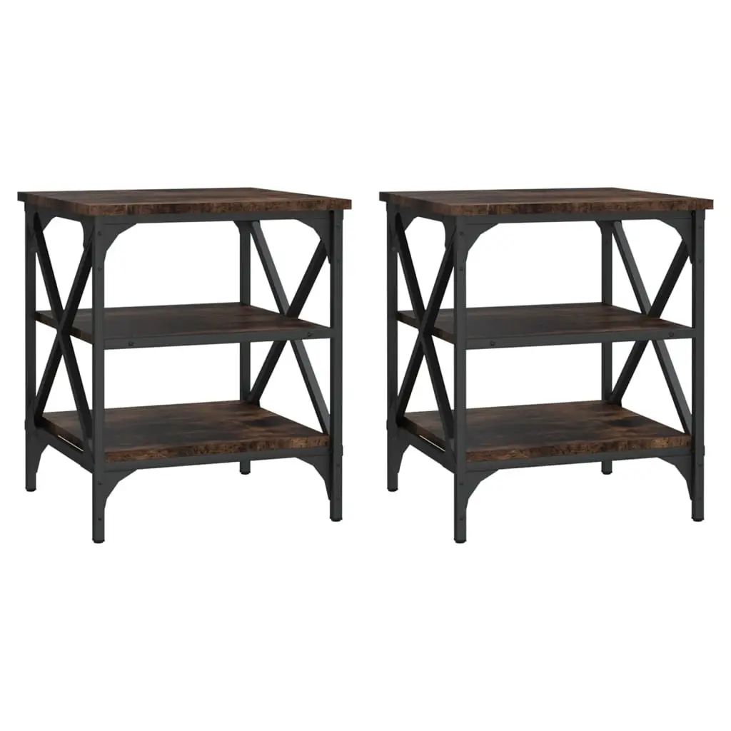End Tables Storage Functionality 40 x 42 x 50 cm Brown Industrial Style Engineered Wood 2 pcs