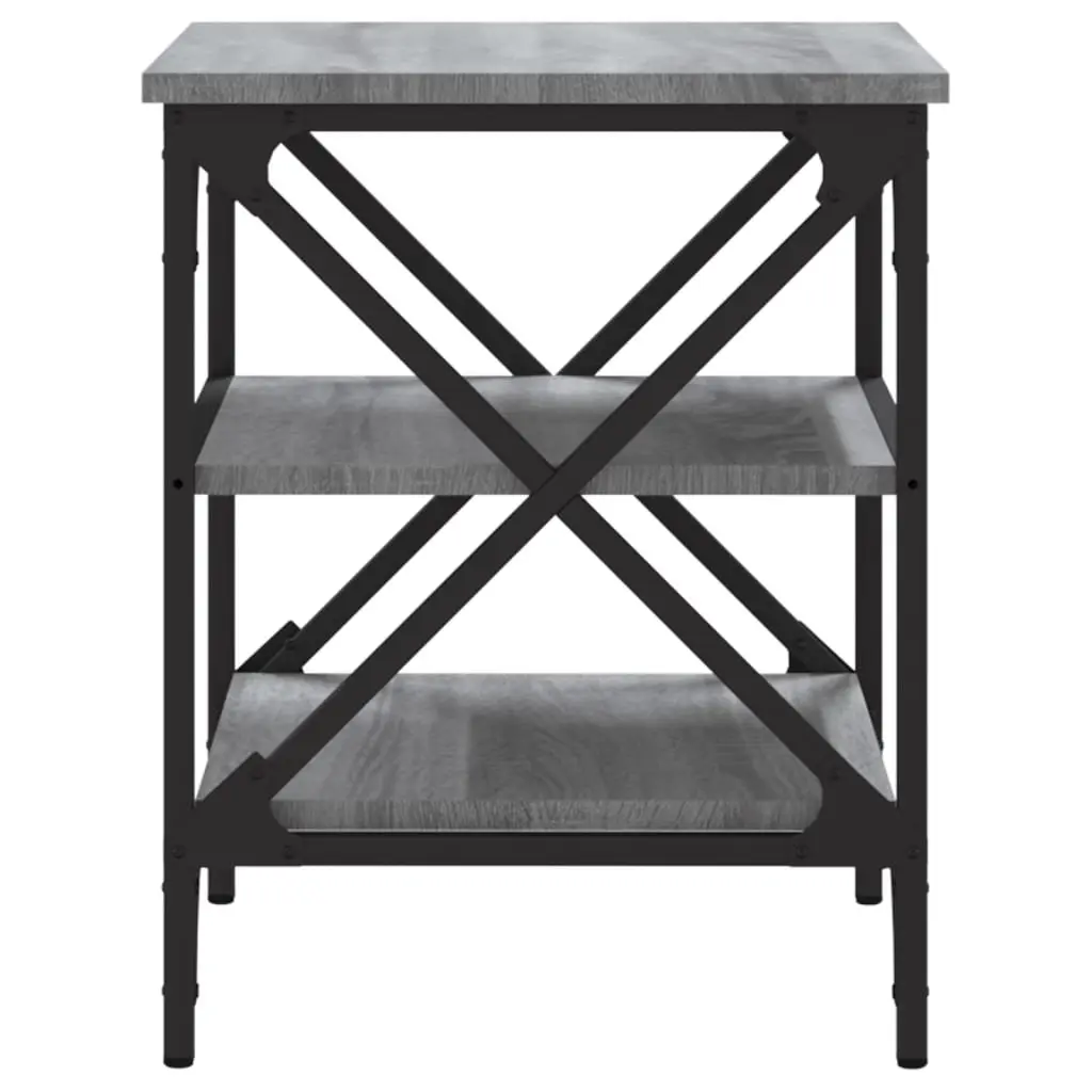 End Tables Grey Engineered Wood Side Table Storage Accent Furniture 2 Piece
