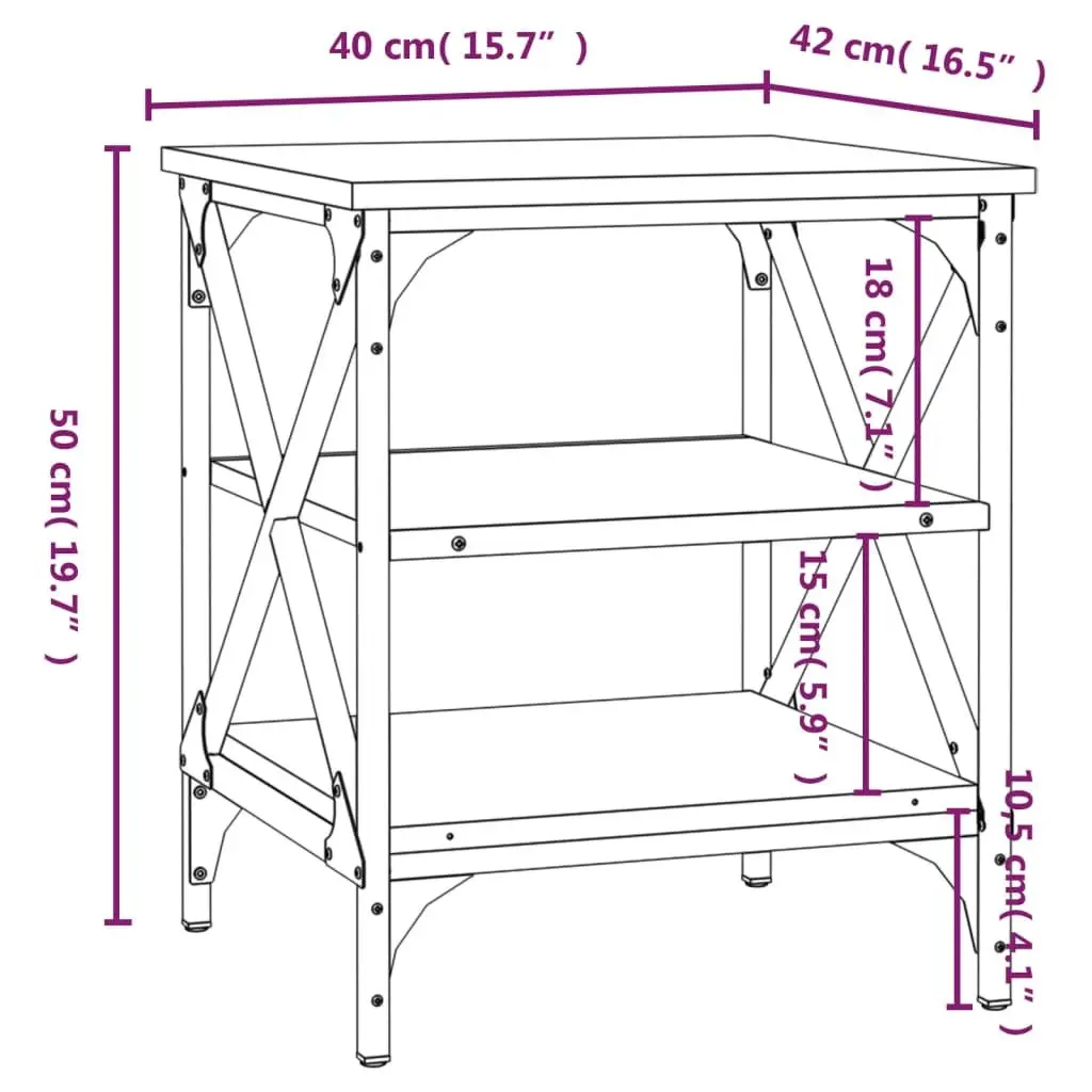 End Tables Grey Engineered Wood Side Table Storage Accent Furniture 2 Piece