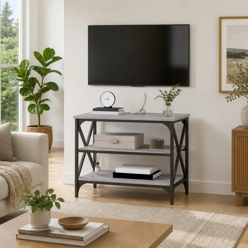 TV Cabinet Media Storage 60x40x50cm Grey Engineered Wood