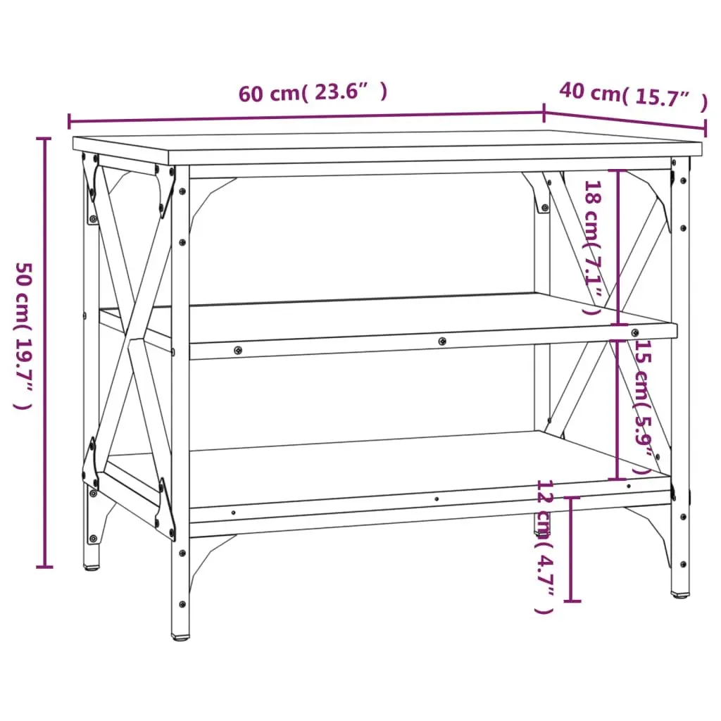TV Cabinet Media Storage 60x40x50cm Grey Engineered Wood