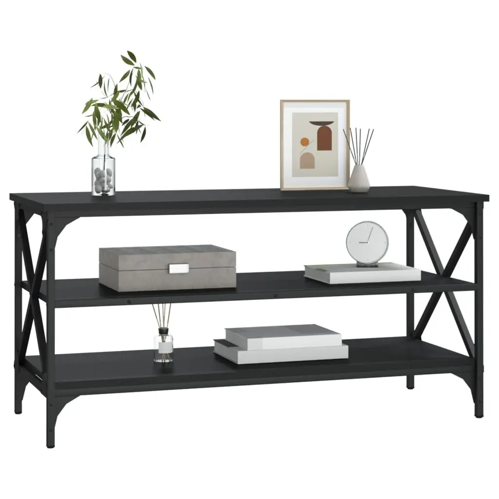 Black Engineered Wood TV Stand