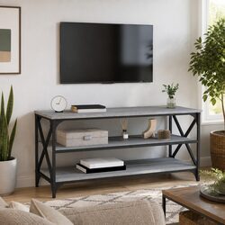 Warm and Reliable Grey Engineered Wood TV Cabinet