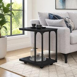 Warm and Reliable Black End Table with Wheels