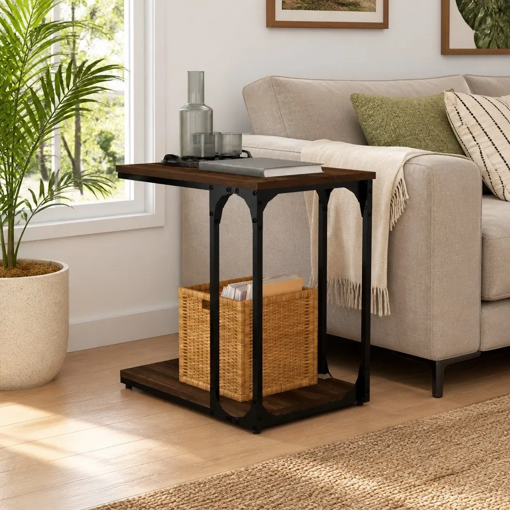 Side Table Storage 50x35x52cm Brown Engineered Wood