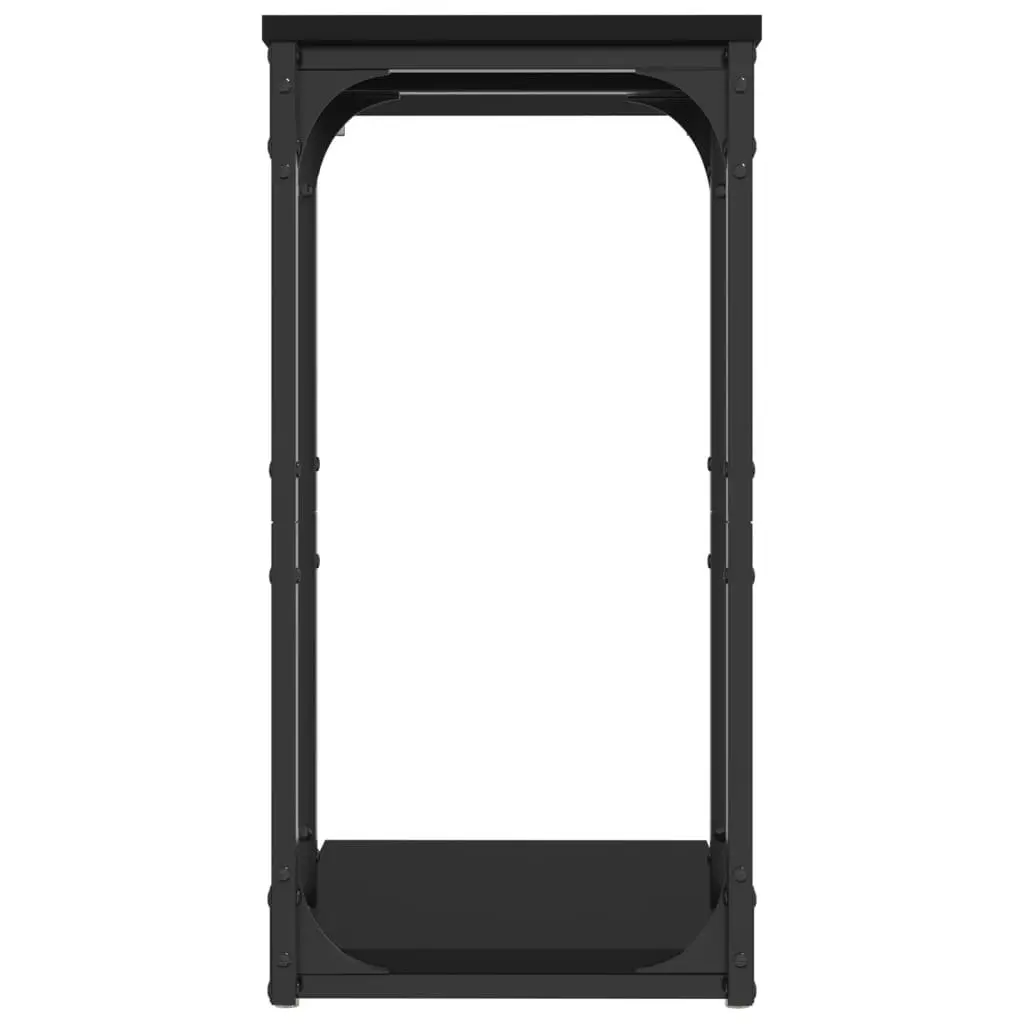 Black C-Shape Accent Table with Storage Space