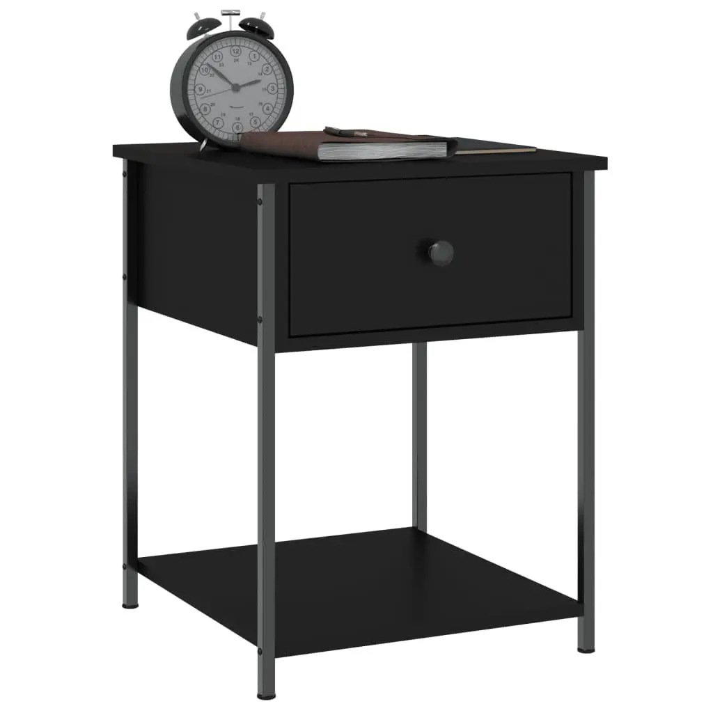 Black Nightstand with Ample Storage