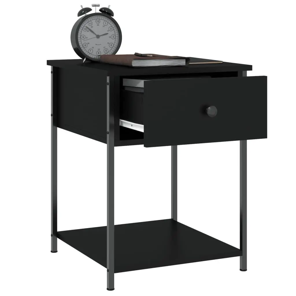 Black Nightstand with Ample Storage