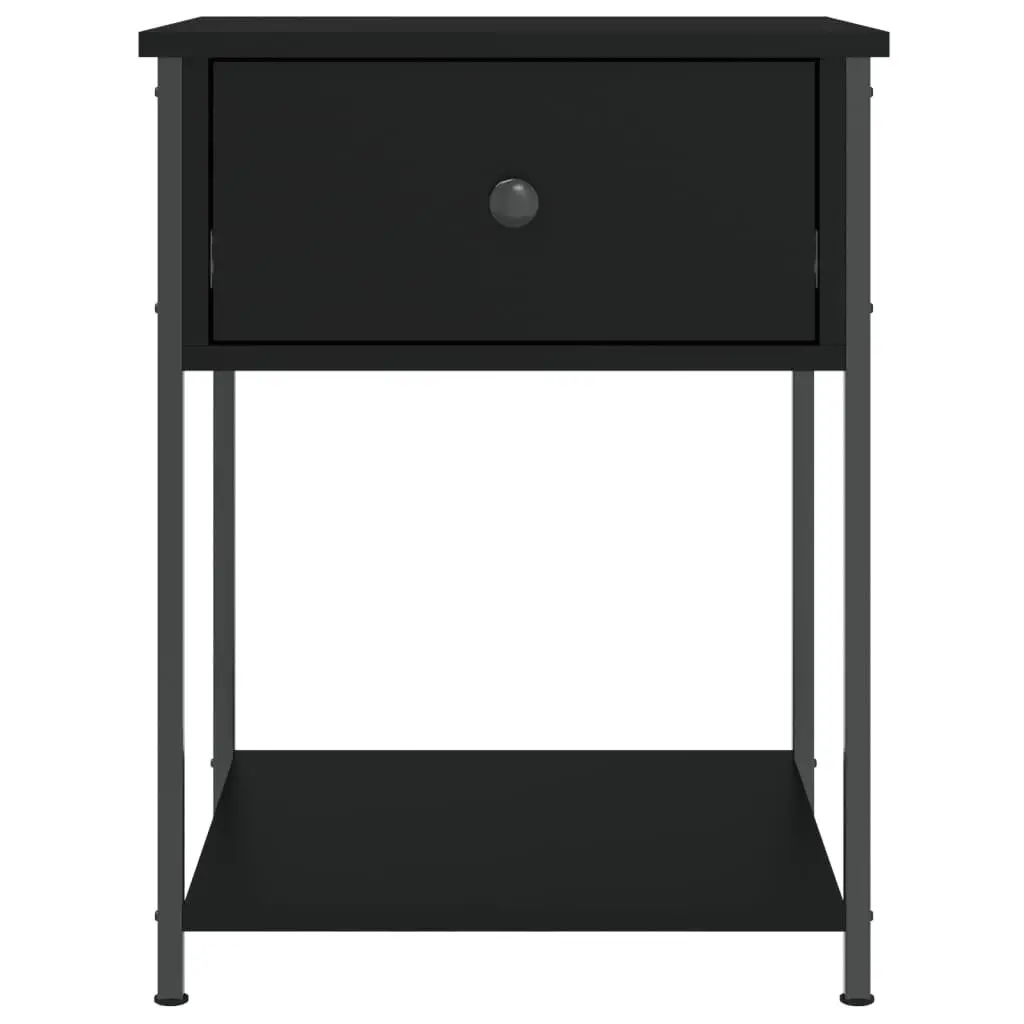 Bedside Table Storage Cabinet 44x45x58cm Black Engineered Wood Metal Frame