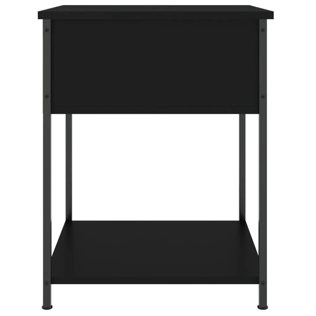 Bedside Table Storage Cabinet 44x45x58cm Black Engineered Wood Metal Frame