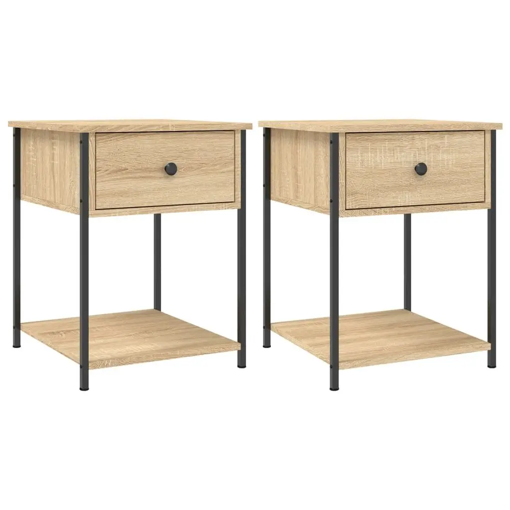 Bedside Tables 2 pcs Storage Engineered Wood 44x45x58 cm Brown