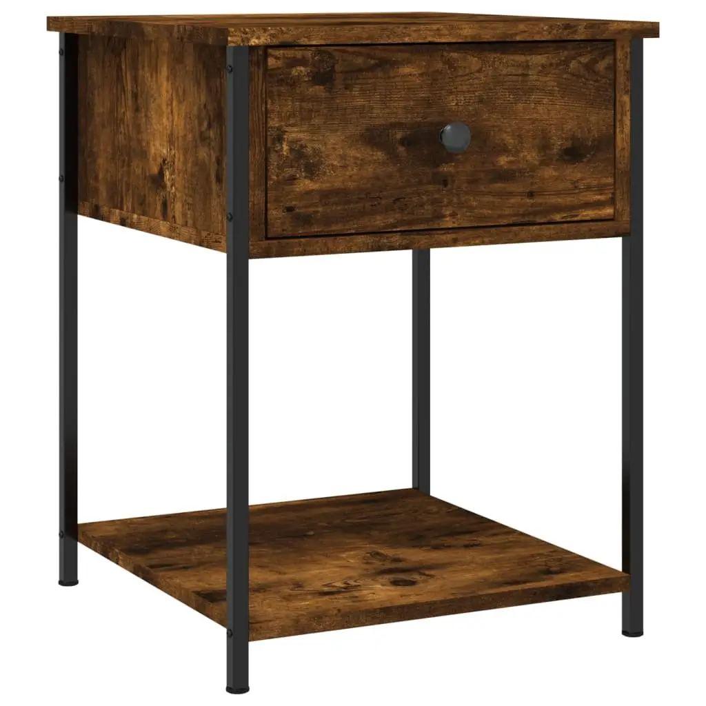 Bedside Table 2 pcs Brown Engineered Wood Storage Side Cabinet