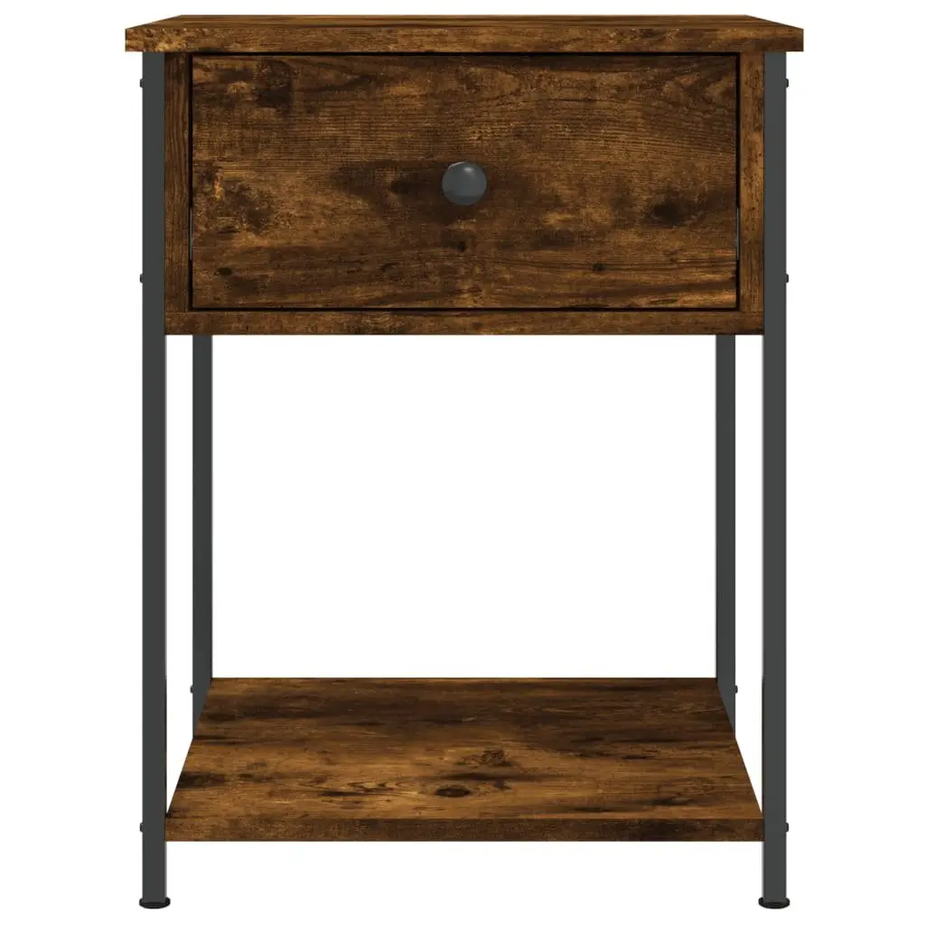 Bedside Table 2 pcs Brown Engineered Wood Storage Side Cabinet