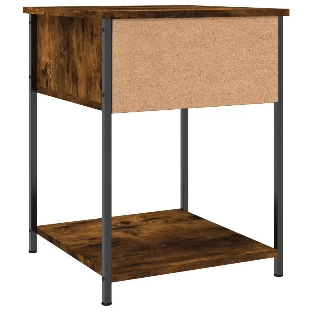 Bedside Table 2 pcs Brown Engineered Wood Storage Side Cabinet