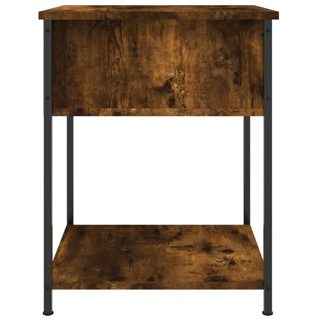 Bedside Table 2 pcs Brown Engineered Wood Storage Side Cabinet