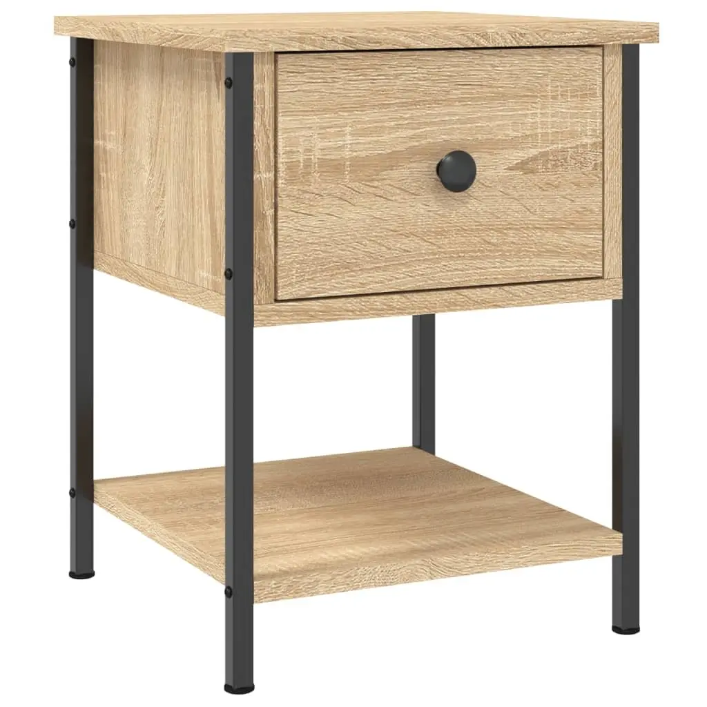Bedside Tables 2 pcs Brown Side Cabinet Nightstand Storage Engineered Wood